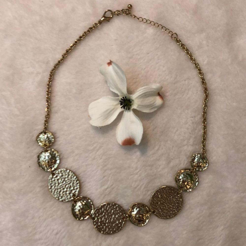 Hammered gold medallion necklace